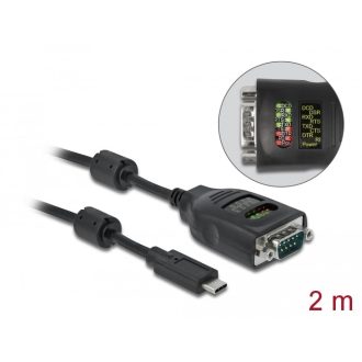   Delock A-típusú USB - soros DB9 adapter 9 LED RS-232 teszterrel (90497)