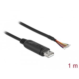   Delock adapterkábel USB 2.0 Type-A és soros RS-232 közötti 9 nyitott vezetékkel + árnyékolás 0,5 m (90524)