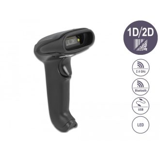   Delock Vonalkódolvasó 1D és 2D 2,4 GHz-es, Bluetooth vagy USB-hez (90562)
