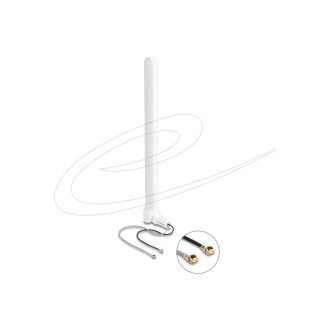   Delock WiFi 6 iker antenna 2 x I-PEX Inc., MHF  I apa 2 - 5 dBi 17 cm minden-irányú flexibilis csatlakozással, fehér színű (90581)