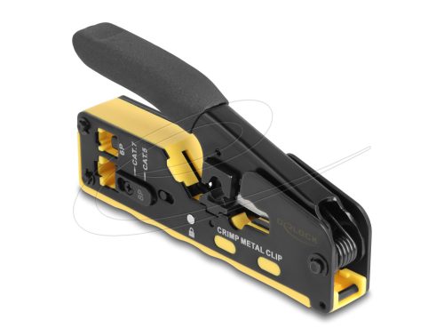 Delock Krimpelő eszköz 6P/8P RJ45/RJ11 csatlakozókhoz Cat. 5/6/7 vágóval és csupaszítóval