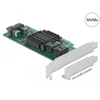   Delock PCI Express x8 kártya - 4 x belső NVMe SFF-8643 - alacsony profilú formatényező (90585)