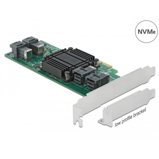 Delock PCI Express x8 kártya - 4 x belső NVMe SFF-8643 - alacsony profilú formatényező (90585)