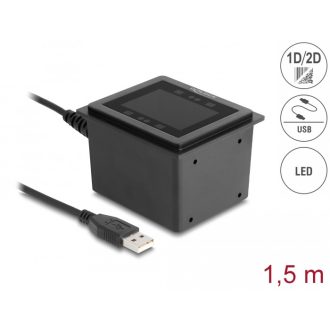   Delock USB vonalkódolvasó 1D és 2D vezetékes helyhez kötött telepítéshez   német verzió (90600)