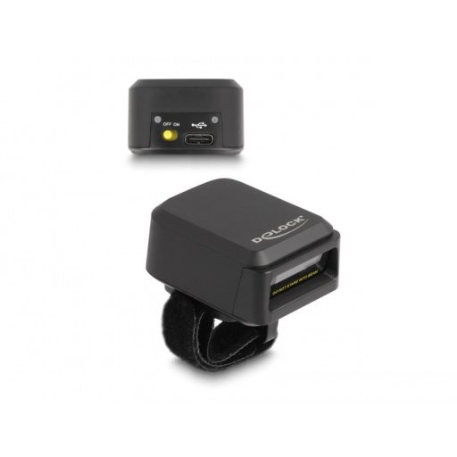 Delock Vonalkód olvasó gyűrű 1D és 2D 2,4 GHz-cel vagy Bluetooth-szal   vezetéknélküli töltő funkció (90607)