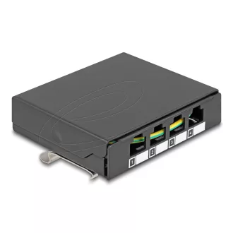   Delock Üres Panel 4 portos Keystone RJ-modulokhoz, fekete - asztalra, falra vagy DIN sínre szereléshez (90627)