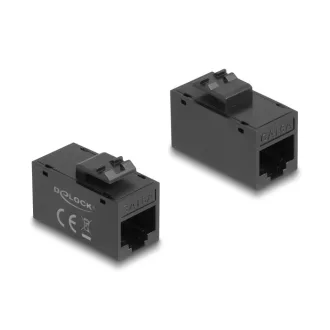   Delock Keystone modul, RJ45-aljzat - RJ45-aljzat, Cat.6A UTP fekete (90638)