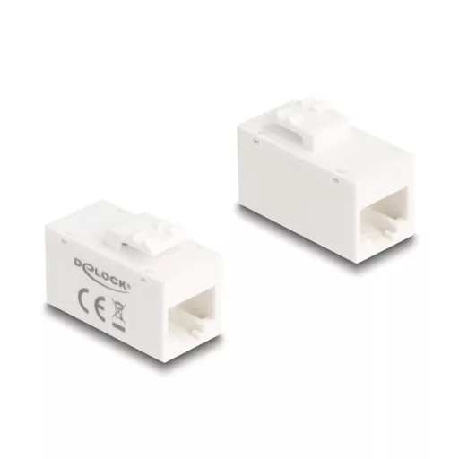 Delock Keystone modul, RJ45-aljzat - RJ45-aljzat, Cat.6A UTP fehér (90639)