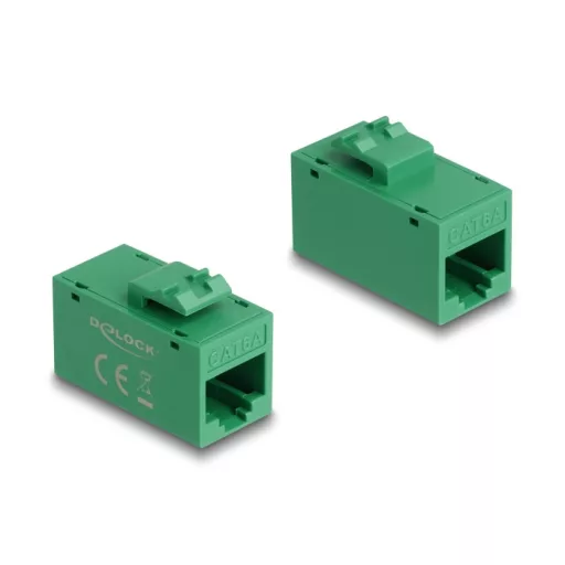 Delock Keystone modul, RJ45-aljzat - RJ45-aljzat, Cat.6A UTP zöld (90640)