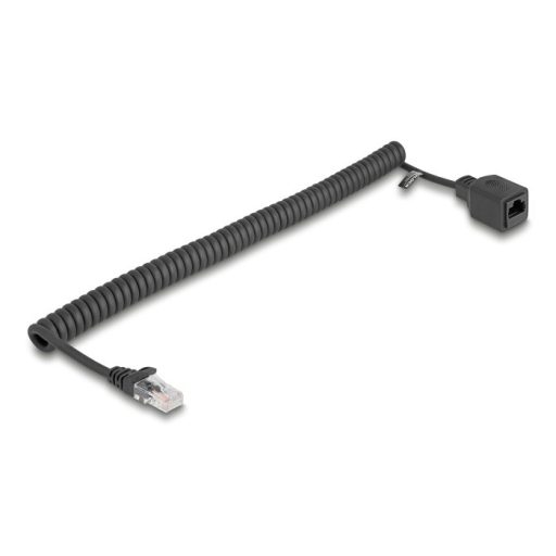 Delock RJ45 tekercses kábelcsatlakozó a jack csatlakozóhoz Cat.5e UTP 0,5 m - 1 m fekete (90668)