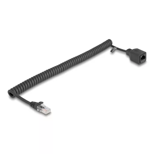 Delock RJ45 tekercses kábelcsatlakozó a jackhez Cat.5e UTP 1 m - 3 m fekete (90672)