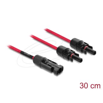   Delock DL4 szolár kábel elosztó 1 x apa - 2 x anya 30 cm piros (90707)