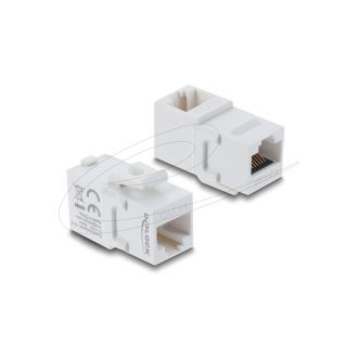   Delock Keystone modul összekötő RJ45 aljzat aljzat, Cat.6A, 90 -ban hajlított műanyag UTP, fehér (90713)