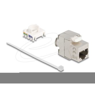   Delock Keystone modul, vékony / rövid RJ45 jack - LSA Cat.6A árnyékolt 180  szerszámmentes csatlakozó (90723)