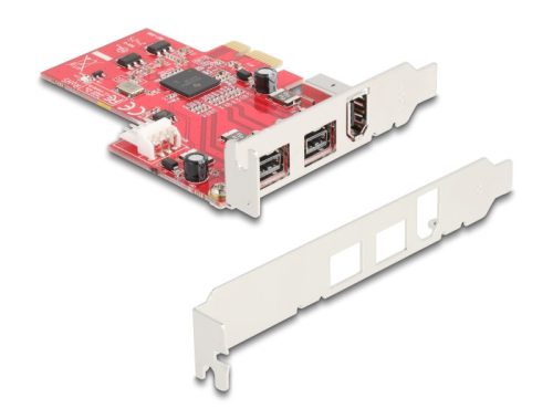 Delock PCI Express x1 Kártya - 2 x külső FireWire B + 1 x külső FireWire A - alacsony profilú formatényező