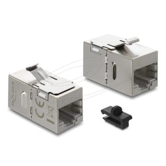   Delock Keystone modul csatoló RJ45 aljzat   RJ45 aljzat Cat.6A, fém reteszeléssel és rögzítő kapoccsal, árnyékolt (90757)