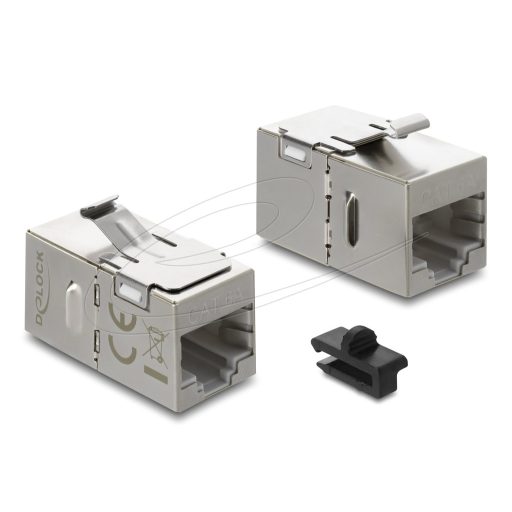 Delock Keystone modul csatoló RJ45 aljzat   RJ45 aljzat Cat.6A, fém reteszeléssel és rögzítő kapoccsal, árnyékolt (90757)