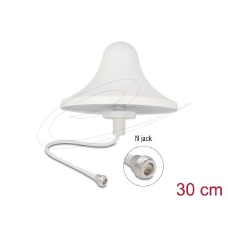   Delock 4G WiFi 2,4 GHz antenna N anya 3 dBi 30 cm RG-58 mindenirányú mennyezeti tartó fehér (90759)