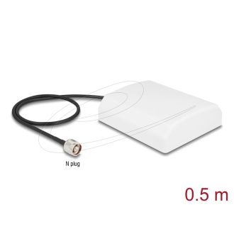   Delock WiFi 2,4 GHz-antenna, N-csatlakozódugó, 8 dBi kétirányú, csatlakozókábellel RG-58, 50 cm, fehér, kültéri (90761)