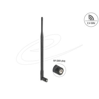   Delock WiFi 2,4 GHz antenna RP-SMA-dugó 7 dBi mindenirányú, dönthető csatlakozással (fekete színű) (90763)
