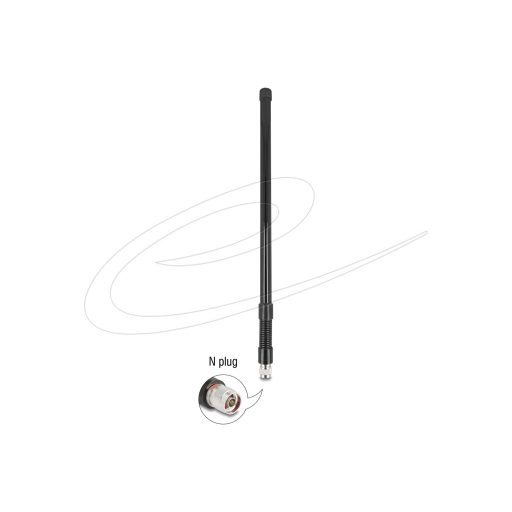 Delock WiFi 5,8 GHz antenna N apa 7 dBi mindenirányú acél rugóval, fekete kültéri (90765)