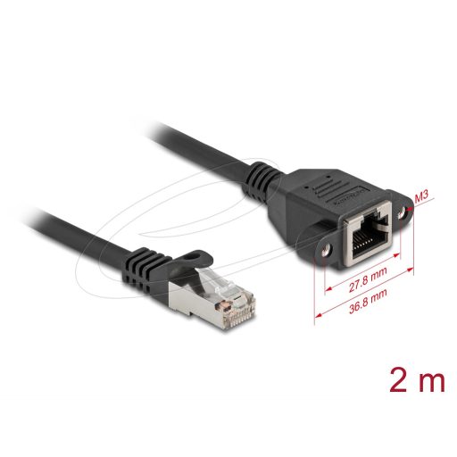 Delock Hálózat bővítő kábel S/FTP RJ45 apa - RJ45 anya Cat.6A, 2 m fekete (90776)