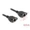 Delock Hálózat bővítő kábel S/FTP RJ45 anya - RJ45 anya Cat.6A, 0,5 m fekete (90783)