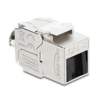   Delock Keystone modul RJ45 aljzat   LSA Cat.8.1, árnyékolt, reteszelő kapoccsal és porvédő fedéllel, kábelszorító nélkül (90795)