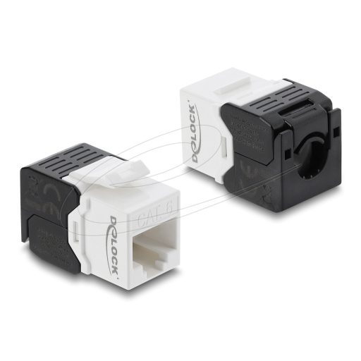 Delock Keystone modul RJ45 aljzat   LSA Cat.6 UTP, szerszám nélküli, fekete / fehér (90802)