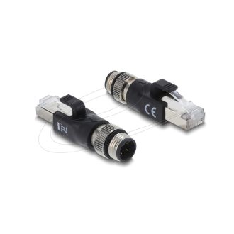   Delock M12 D-kódolt adapter 4 tűs a dugó - RJ45 apa fekete (90831)