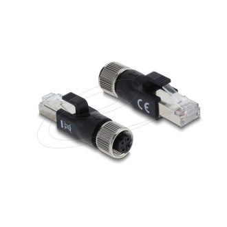   Delock M12 D-kódolt adapter 4 tűs anya - RJ45 apa fekete (90832)