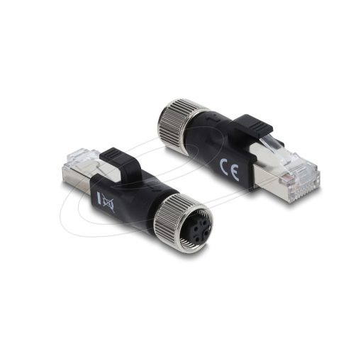 Delock M12 D-kódolt adapter 4 tűs anya - RJ45 apa fekete (90832)