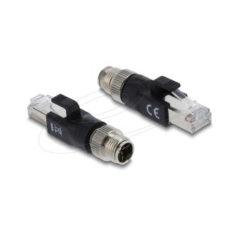   Delock M12 X-kódolt adapter 8 tűs a dugó - RJ45 apa fekete (90833)