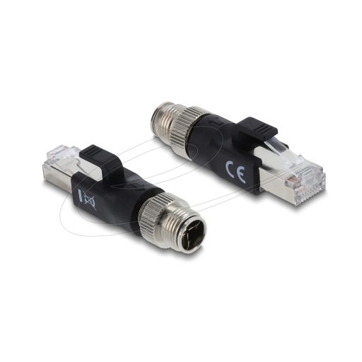 Delock M12 X-kódolt adapter 8 tűs a dugó - RJ45 apa fekete (90833)