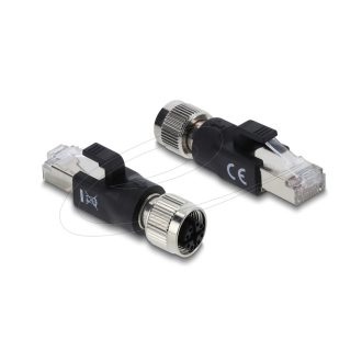   Delock M12 X-kódolt adapter 8 tűs anya - RJ45 apa fekete (90834)