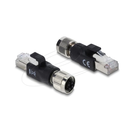 Delock M12 X-kódolt adapter 8 tűs anya - RJ45 apa fekete (90834)