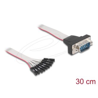   Delock Lapos szalagkábel RS-232 9 db. tűfejjel anya - D-Sub 9 tűs apa anyacsavarokkal 30 cm (90853)