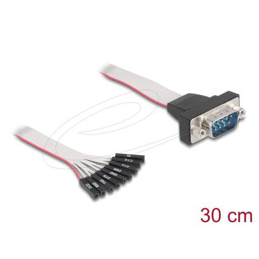 Delock Lapos szalagkábel RS-232 9 db. tűfejjel anya - D-Sub 9 tűs apa anyacsavarokkal 30 cm (90853)