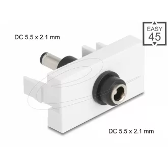   Delock Easy 45 modul DC 5,5 x 2,1 mm anya - DC 5,5 x 2,1 mm apa fehér (90862)