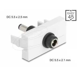   Delock Easy 45 modul DC 5,5 x 2,1 mm anya - DC 5,5 x 2,5 mm apa fehér (90863)