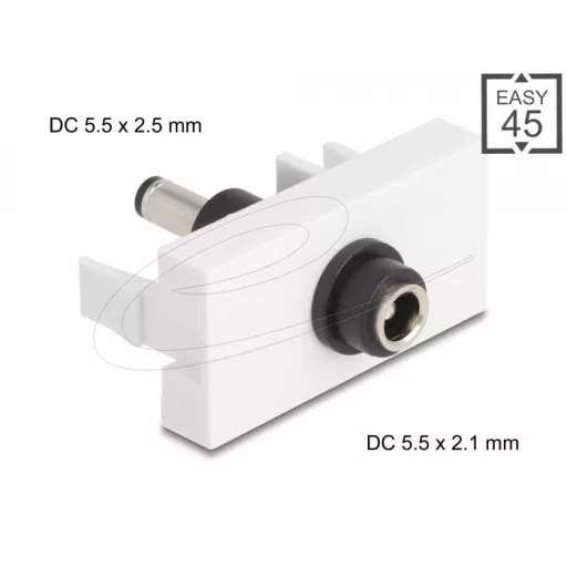 Delock Easy 45 modul DC 5,5 x 2,1 mm anya - DC 5,5 x 2,5 mm apa fehér (90863)