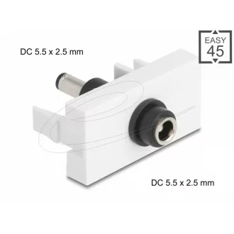   Delock Easy 45 modul DC 5,5 x 2,5 mm anya - DC 5,5 x 2,5 mm apa fehér (90865)