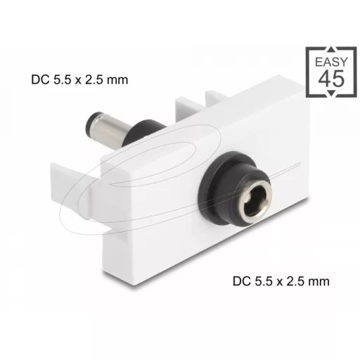 Delock Easy 45 modul DC 5,5 x 2,5 mm anya - DC 5,5 x 2,5 mm apa fehér (90865)
