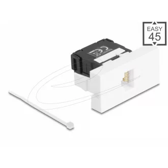   Delock Easy 45 modul RJ45 jack csatlakozó LSA Cat.6A 180 -os szerszámmentes fekete/fehér (90879)