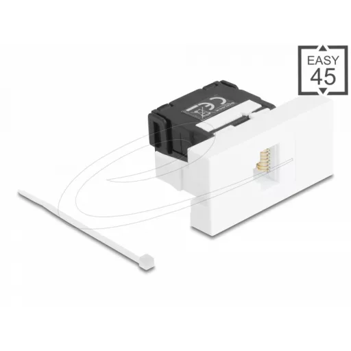 Delock Easy 45 modul RJ45 jack csatlakozó LSA Cat.6A 180 -os szerszámmentes fekete/fehér (90879)