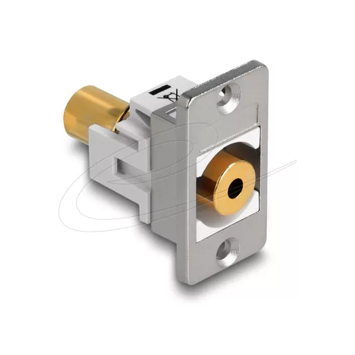 Delock panel tartó sztereó jack aljzat 3,5 mm 4 tűs > sztereó jack anya 3,5 mm 4 tűs aranyozott ezüst / fehér (90884)