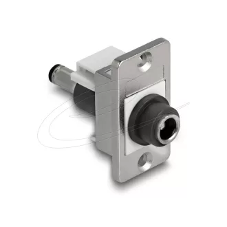   Delock panel tartó DC 5,5 x 2,1 mm-es anya DC 5,5 x 2,5 mm-es apa ezüst / fehér / fekete (90885)