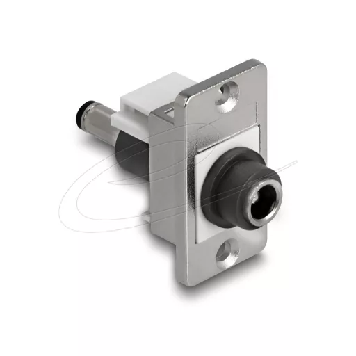 Delock panel tartó DC 5,5 x 2,1 mm-es anya DC 5,5 x 2,5 mm-es apa ezüst / fehér / fekete (90885)