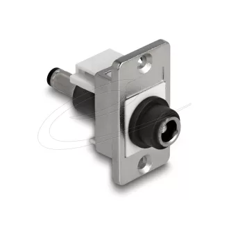   Delock panel tartó DC 5,5 x 2,5 mm-es anya DC 5,5 x 2,5 mm-es apa ezüst / fehér / fekete (90887)