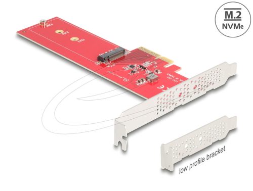 Delock PCI Express 5.0 x4 Kártya - 1 x belső NVMe M.2 aljzattal, M nyílással - alacsony profilú formatényező
